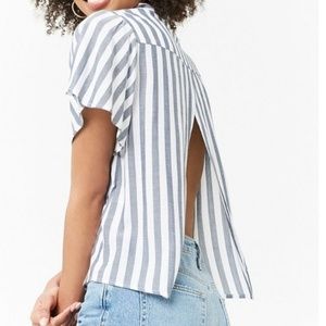 Forever 21 Striped Open-Back Shirt small